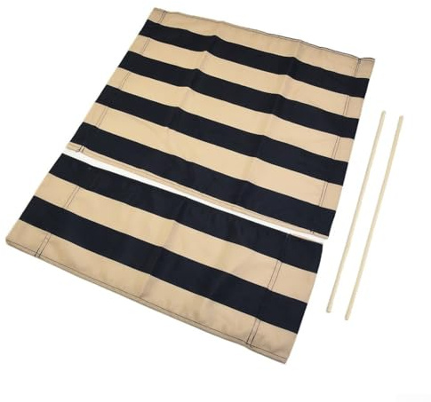 Oniissy Canvas Regiestuhl-Ersatzbezug-Set | Marineblau-weiß gestreiftes Polyester-Sitz-Set | mit runder Stangenstütze | für Garten, Outdoor, Strand (2 Set)