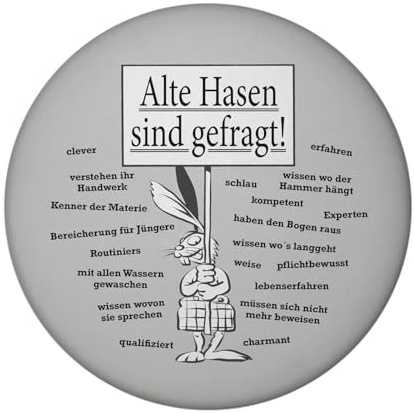Alte Hasen sind gefragt! Magnet mit Flaschenöffner rund für Kühlschrank & Büro - lustiger Magnet mit Flaschenöffner