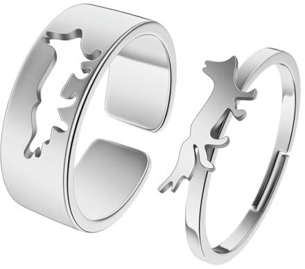 fycouyee Ringe Fuchs Muster Schmuck Herren und Damen Paare Ringe Edelstahl Schmuck