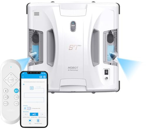Sichler Exclusive Fensterroboter: HOBOT S7 Pro Profi-Fensterputz-Roboter, Dual-Sprüher und -Wischer, App (Fensterputzroboter für Bürogebäude, Reinigungsroboter Fenster, Sprühflasche)