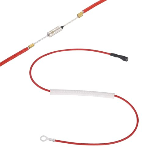 sourcing map Universal Rice Cooker Temperature Fuse, 240°C 10A 250V Metal Thermal Fuse with Terminal and Ring Terminal Fiberglass Sleeving for Electric Pressure Cooker Repair Part