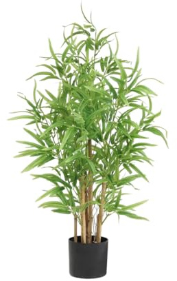 Ligne Déco - Bambou Artificiel 90cm | Plante Artificielle Haut de Gamme Pot en Plastique Noir Interieur Imitation Terre | Decoration Maison Élégante et Réaliste | Fausse Plante Interieur Chic