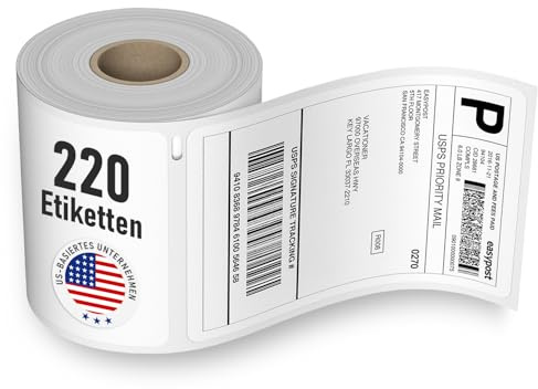 Dasher Products 104 x 159 mm (4x6) Versandetiketten kompatibel mit Dymo 4XL, Zebra, Epson, Double Dragon - 220 Etiketten/Rolle, S0904980 & 1744907 kompatibel, selbstklebend, BPA-frei, NICHT für 5XL