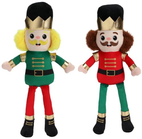 TIGHUP Winter Paws Festive Plush Toy 2pk - Nutcrackers - Bring Some Classic Christmas Charm to Your Furry Friend's Toy Collection - Perfect for Light Play or Cosy Cuddles