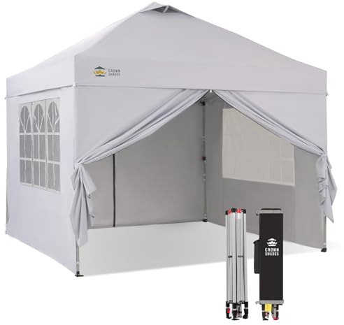 CROWN SHADES Pavillon 3x3 Wasserdicht Stabil Winterfest | Pop up Faltpavillonc mit 4 Seitenteilen, UV-Schutz 50+, 3-Fach Höhenverstellbar, Partyzelt für Garten, Weiß
