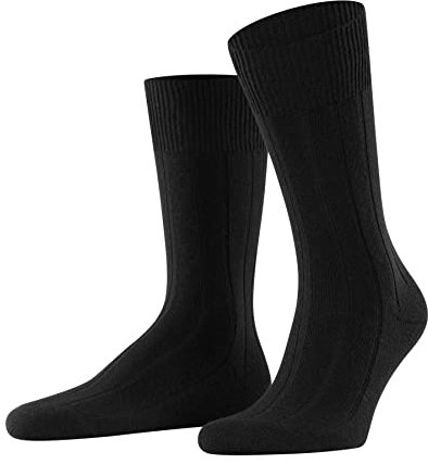 FALKE Herren Socken Lhasa Rib M SO Wolle Kaschmir einfarbig 1 Paar, Schwarz (Black 3000), 43-46