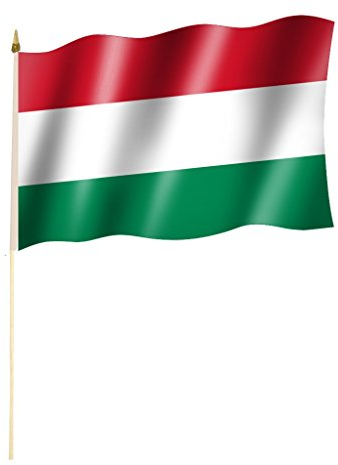 Stockflagge/Stockfahne UNGARN ohne Wappen Flagge/Fahne ca. 30 x 45 cm mit ca. 60cm Stab/Stock