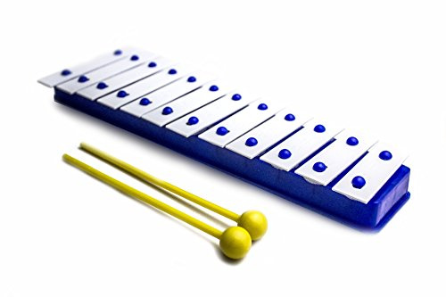 ProKussion Blue12V 12 Key Glockenspiel Xylophone with Metal Keys and Amplifier - Blue