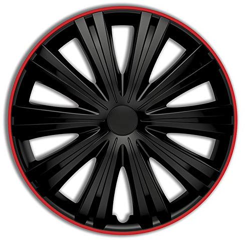 AUTO-STYLE Satz Radzierblenden Giga R 15-Zoll Schwarz/Rot