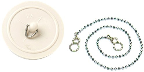 Merriway BH03432 45 mm Badewannenstöpsel mit 450 mm Kugelkette, Verchromt / Weiß