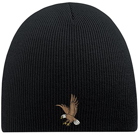 Fan-O-Menal Beanie-Mütze mit Einstickung - Adler - Wollmütze Wintermütze Strickmütze - 54801 schwarz