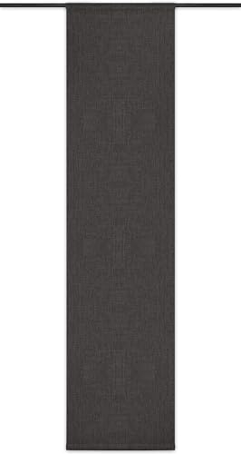 Rollmayer Blickdicht Leinenoptik Schiebevorhang/Flächenvorhang inkl. Beschwerungsstange im 60x245CM Melange (Grau 68, Klettband + Paneelwagen) Schiebepaneele Schiebegardine Vorhang Raumteiler