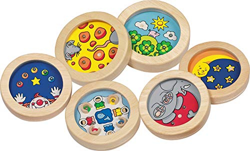 cama24com Geduldspiele Holz Kugel-Puzzle 6 Stück Mitgebsel Kindergeburtstag mit Palandi® Sticker