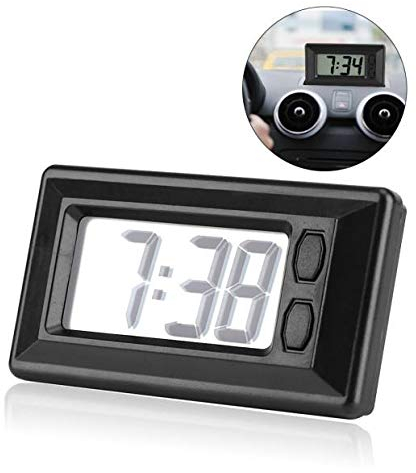 Mini Auto Uhr Digitaluhr, Digitaluhr Auto LCD Elektronische Uhr mit Datum Kalenderanzeige Selbstklebende Halterung, Fahrzeug Elektronische Clock, Für Auto Armaturenbrett,Schreibtisch,Tisch,Badezimmer