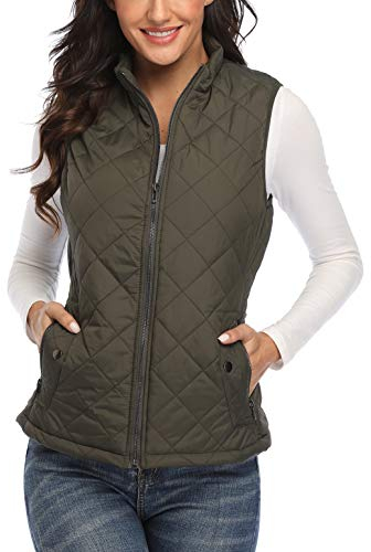 Wudodo Damen Weste mit Stehkragen Weste Jacke Reißverschluss Steppweste Winter Warm Ultraleicht
