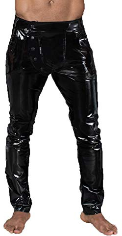 Noir Handmade Men Collection Lange Herren fetisch Gogo Hose aus elastischem PVC schwarz glänzend Männer Pants