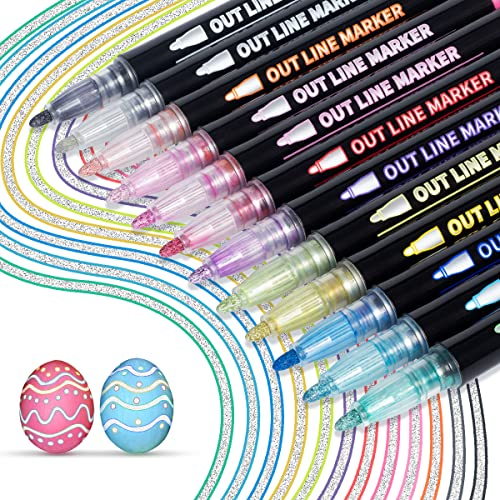 Outline Stifte Glitzerstifte Magische Stifte: 12 Farben Outline Marker Ostergeschenke Geschenke, Zauberstifte Glitzerstifte, Kleinigkeiten für Adventskalender