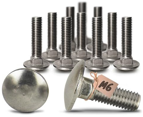 PROTECH 50 Stück Schlossschrauben M6 - DIN 603 - M6x20 - ISO 8677 Vollgewinde Flachrundschrauben aus rostfreiem Edelstahl A2 mit Vierkantansatz