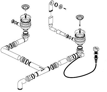 BLANCO 224805 Ablaufgarnitur 2 x 3,5 Zoll Sieb mit Ablauffernbedienung - Überlauf rund/Ersatzteil