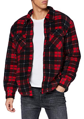 Plaid Teddy Lined Shirt Jacket red/Black S