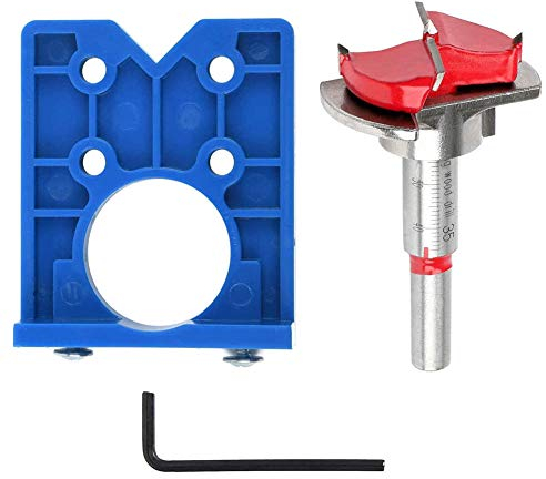 Goysen - Broca guía Forstner para bisagra oculta de 35 mm con posicionador Forstner para bisagras de cazoleta y placas de montaje