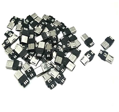 LYLGO 20PCS USB Direct Jack Socket Connector - Male Type B, Standard Micro Port, Solder Welding Plate for DIY USB Power Supply & Breadboard
