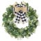 Dremisland 18 Artificial Eucalyptus Wreath with Plaid Bow | Spring Summer Large Green Leaf Wreath for Front Door Window Porch Farmhouse Decor Festival Celebration Home Decor (White&Black Plaid)
