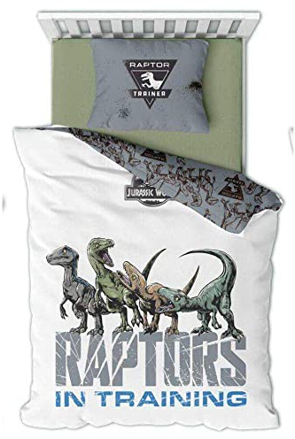 Jurassic World Bettwäsche-Set, Baumwolle Bettbezug 140 x 200 cm Kissenbezug 65 x 65 cm, Raptors