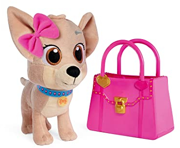 Simba 105890020 - Chichi Love Best Friends Forever, YouTube Serie Plüschhund in Hot-Pinker Vinyl Handtasche, 20cm Kuschelhund, ab 3 Jahren