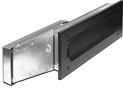 hegehof Mauerdurchwurf Briefkasten Einbau (Schwarz) - Wandmontage - Modern - Metall - 28,5 x 11 x 33,5 cm - 2 Schlüssel - 2 Jahre Garantie