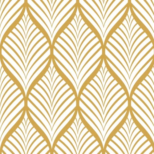 FENTIS Tapete mit Goldenen Streifen Tapete Abziehen und Aufkleben Selbstklebendes Kontaktpapier Kunststoff-Vinylfolie mit Klebriger Rückseite Moderner Aufkleber Abnehmbare Küchenrolle 44,5x500cm