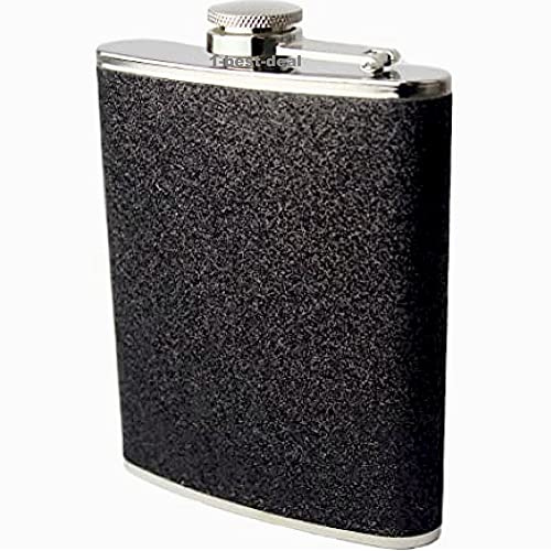 Glitter Hip Flask Stainless Steel Shining Sparkle Shine Whiskey Flask Leak Proof Portable Pocket 5oz 6oz 7oz 8oz for Liquor for Men Women Unisex (6 OZ, Black Glitter)
