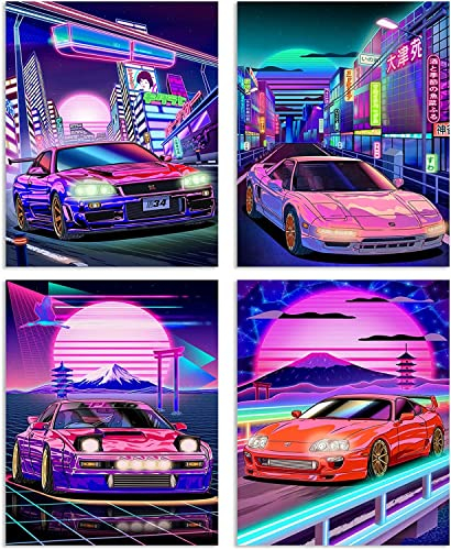 4 Pieces 8x10 JDM Car Poster RX7&MK4&NSX&R34 Canvas Art Poster Picture Modern Office Family Bedroom Decorative Posters Gift Wall Decor Painting Posters