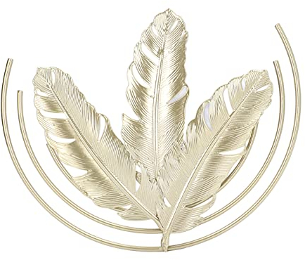 Gold Blatt Wand Deko, 24x19cm 3D Stereo Ginkgo Blatt Wandbehang Skulptur Dekoration Minimalistisches Modern Metall Innenbereich Wand Ornament für Schlafzimmer, Wohnzimmer