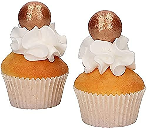 FunCakes Schokokugeln Bronze-Gold: Gebrauchsfertig für die Kuchendekoration, perfekt für Kuchen, Cupcakes und mehr, köstlicher Schokoladengeschmack, Set / 8