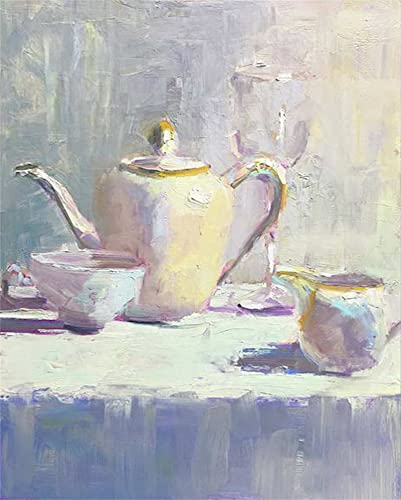 Paint by Number for Adults,Tea Set DIY Canvas Oil Painting Set,Acrylic Painting by Numbers for Kids Adults Beginner Paint by Numbers for Home Wall Decor Gifts(Without Frame) 16x20in