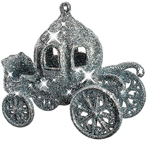 alles-meine.de GmbH Deko Figur Verschiedene Modelle wählbar 1 Stück - Märchen Kutsche Silber Glitzer - 11 cm - Innen & Außen - bruchfest - wasserfest - Geldgeschenk - Shopp..