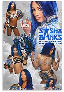 ACIDI Kunstdruck Poster 60 * 90cm Sasha Banks Leinwand Wandkunst Wohnzimmer Poster Schlafzimmer Dekor Malerei Kein Rahmen
