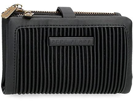 Pepe Jeans Aurora Geldbörse mit schwarzem Kartenhalter 14,5x9x2 cm Kunstleder