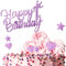 Yiran Personalised Happy 1st Birthday Cake Toppers Pink for Baby Girls, Double Sided Glitter Cupcake Topper Kit for First Birthday Party Cake Décor Supplies