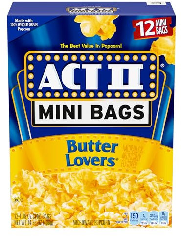 Act II Butter Lovers Mikrowellen-Popcorn, Mini-Tüten, 407 ml, 12 Beutel
