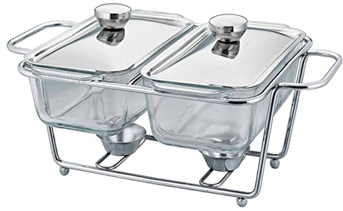MITLOW Chafing Dish Buffet Set, Récipient Chauffant pour Buffet, avec Pot en Verre Et Couvercle, Support en Acier Inoxydable, Chauffe-Plats De Restauration pour Les Fêtes, Les Buffets