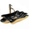 Rea Aufsatzwaschbecken Sea Black Gold + STÖPSEL Pop up Waschtisch Handwaschbecken Waschschale Waschbecken für Badezimmer aus Keramik 630 mm x 330 mm x 115 mm (schwarz/gold)