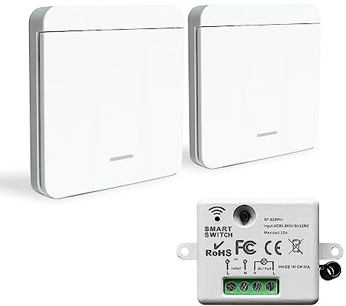Bkiyougo interrupteur sans fil, prise telecommande sans fil, interrupteur de sécurité de l'émetteur RF et contrôleur de récepteur 10A, installation facile pour lampe jusqu'à 1500W