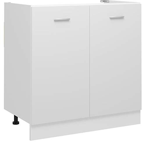 Camerina Armario Inferior para Fregadero de Cocina y Baño, Contrachapada Blanco, 80x46x81,5 cm