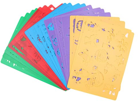 ANCLLO 20PCS Bunte Zeichenschablonen für Kinder Bunte alphanumerische Kunststoffvorlagen Kleinkinder Vorschul-Malwerkzeug Malschablonen