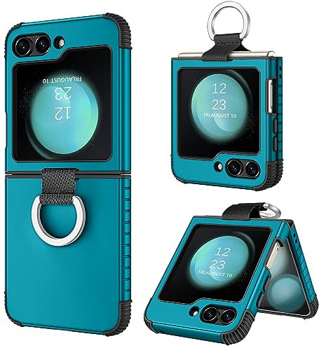 BENTOBEN Coque pour Samsung Galaxy Z Flip5 Coque de Protection Robuste Antichoc 2 en 1 Etui avec Anneau Fexible Anti-Rayures Housse Coque Samsung Galaxy Z Flip 5 5G 6,7, Bleu