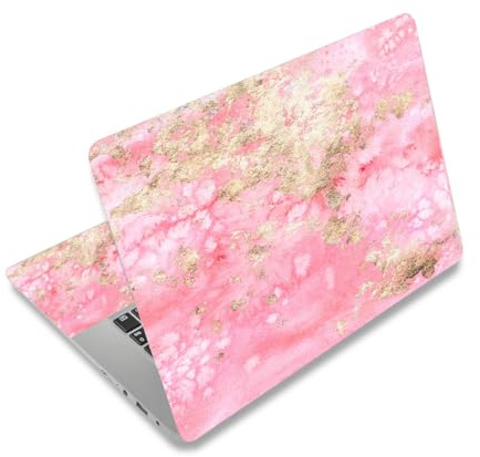 Laptop Haut Aufkleber Decal, 12 13 13,3 14 15 15,4 15,6 Laptop Vinyl Aufkleber Haut Cover Art Schutz für Notebook PC Dekorativ, wasserdicht, abziehbar, Rosa Goldmarmor