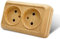 WESA Enchufe de pared montado en superficie,Juego de enchufes eléctricos de pared,Enchufes eléctricos de pared interior 250V AC 16A,grano de madera Doble enchufe sin conexión a tierra