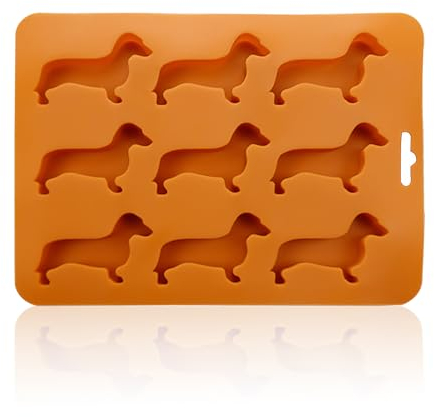 1 Piece Ice Cube Tray, Silicone Mold, Cute Dachshund Accessories, Ice Cube Tray, Soap Mold, Cake Mold, Reusable Mold, Suitable for Popsicles, Baking, Crafts (Orange)